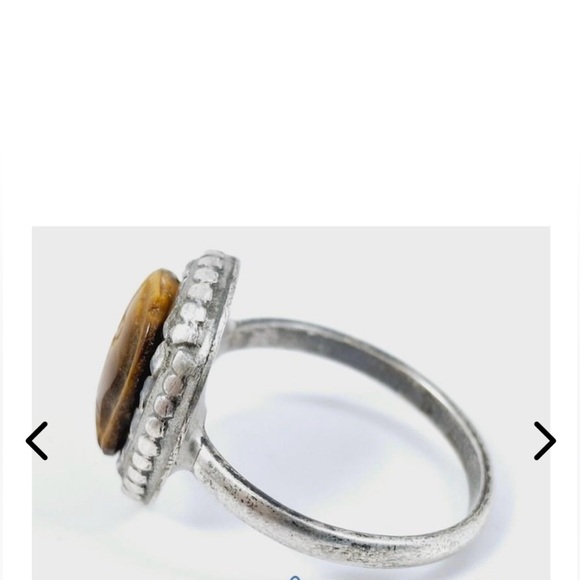 Vintage Sterling Silver Carved Tiger Eye Cameo Ring - Picture 4 of 9